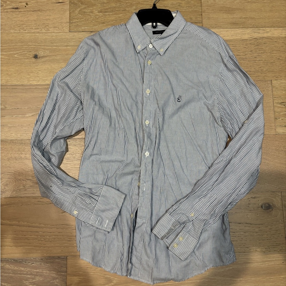 John Varvatos Blue and White Striped Casual Shirt